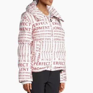 PREOWNED $650 PERFECT MOMENT RED PERFORMANCE SKI STATE DUVET DOWN PUFFER SZ MED
